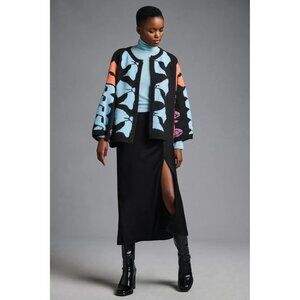 Anthropologie Bel Kazan Graphic Bow Kimono Sweater Multi Color One Size